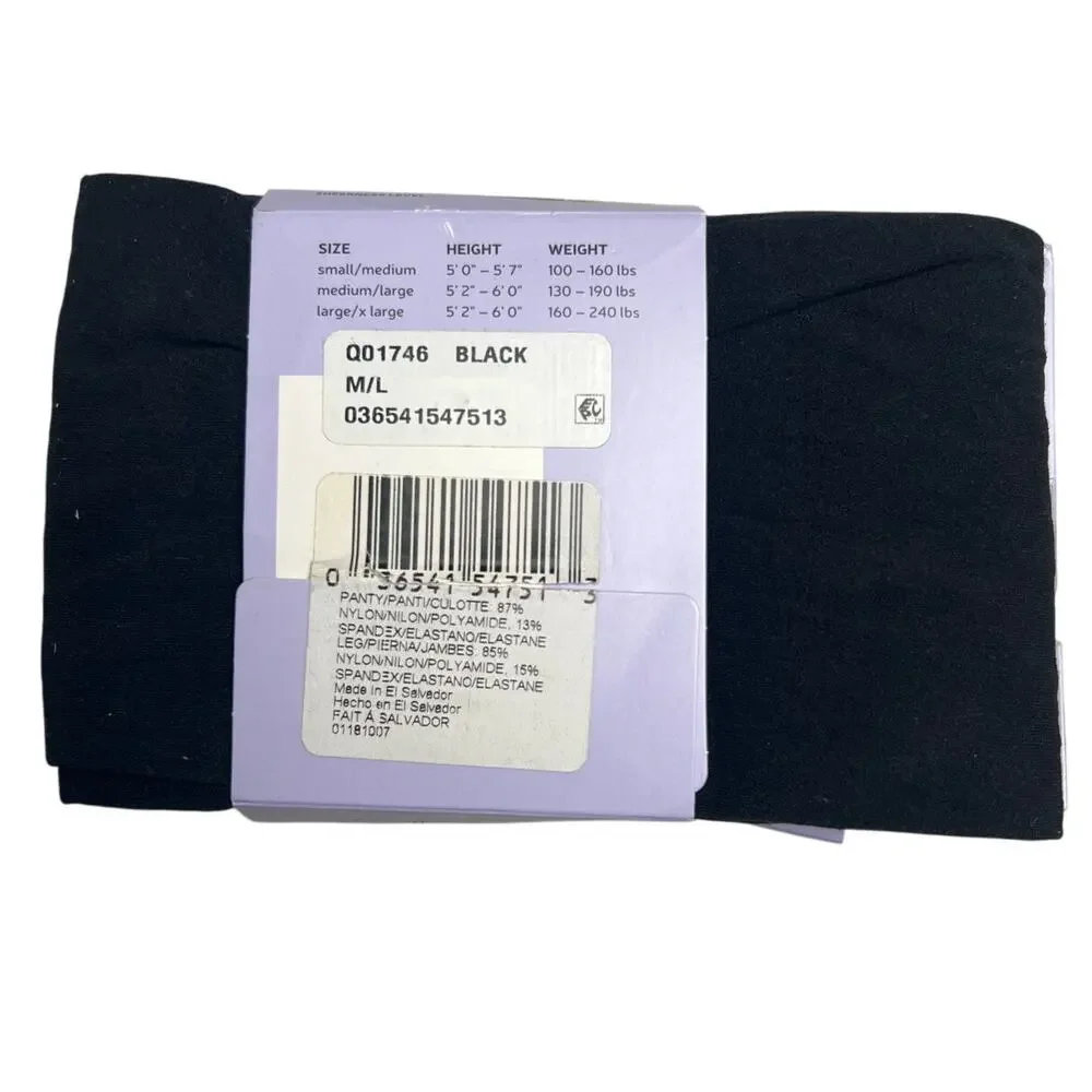 Hanes Premium Blackout Tight Comfort Soft Black M/L NWT